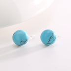 SE0183 S925Silver Turquoise Stud Earrings925Silver Vintage Round Earrings
