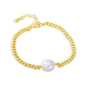 Gold-Plated Brass Baroque Pearl Bracelet — surface finish detail