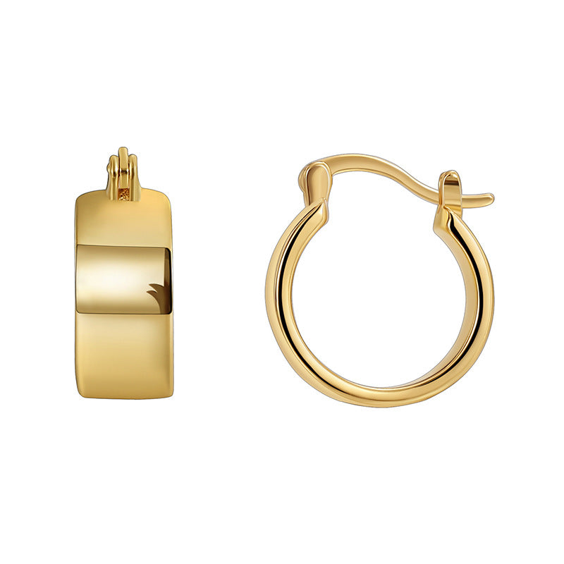 E0451 Simple Design Glossy Surface Curved Earrings for Women Brass Gold Plated Fashion Ear Accessories