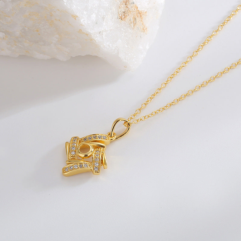 S925 Silver Square Hollow Zircon Necklace Collarbone Chain