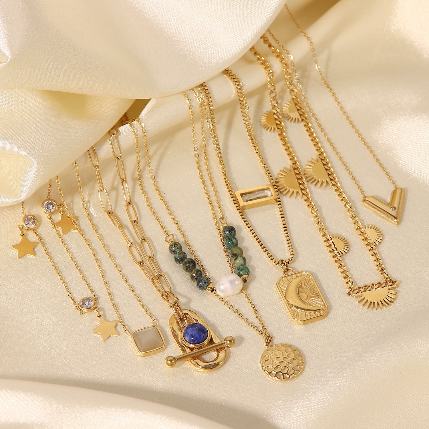 French New Retro Style14K Gold Stainless Steel Necklace Women's Jewelry Fashion Personality Pendant Necklace