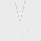 N0165 Minimalist Long Collarbone Chain Necklace French Romantic Zircon Inlaid Pendant