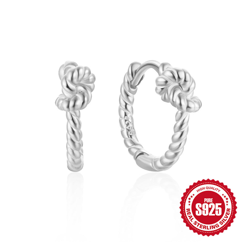 925Sterling Silver Micro Pave Zirconia8Twisted Shape Earrings Hoop Hot Sale Infinity Symbol Ear Clips Ear Jewelry