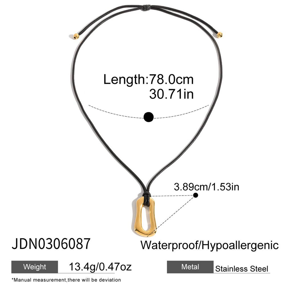 2H Stainless Steel Starfish Geometric Black Rope Necklace Collarbone Chain Jewelry