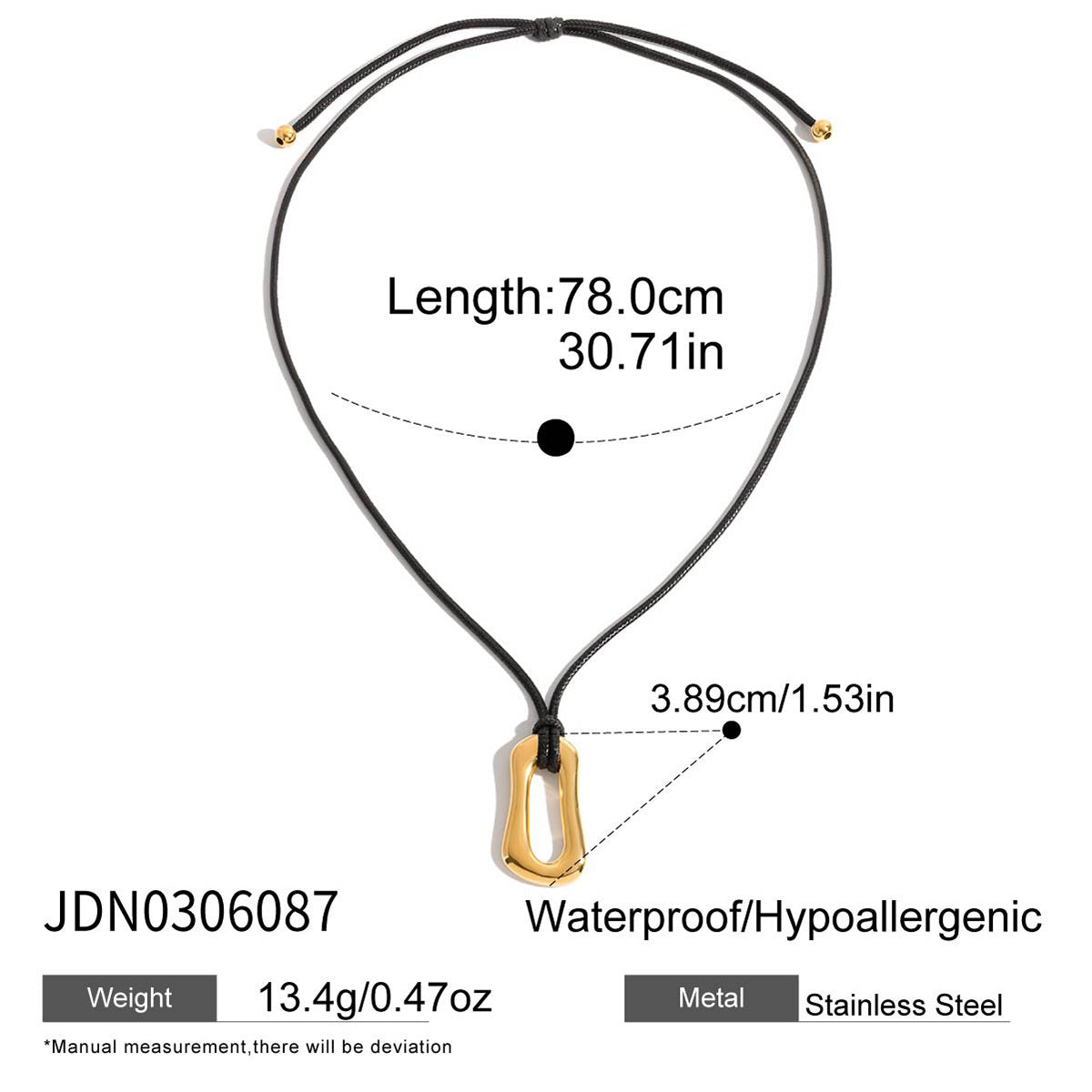 2H Stainless Steel Starfish Geometric Black Rope Necklace Collarbone Chain Jewelry