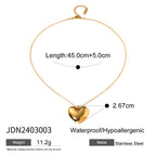 2H Heart Necklace Accessories for Women, Collarbone Chain, Stainless Steel Jewelry for Women, Non-Fading