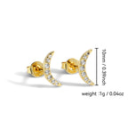 Charm&In Gold-Plated Zircon Crescent Earrings for Women Silver Ear Studs Moon Zircon Ear Bone Studs Ear Jewelry