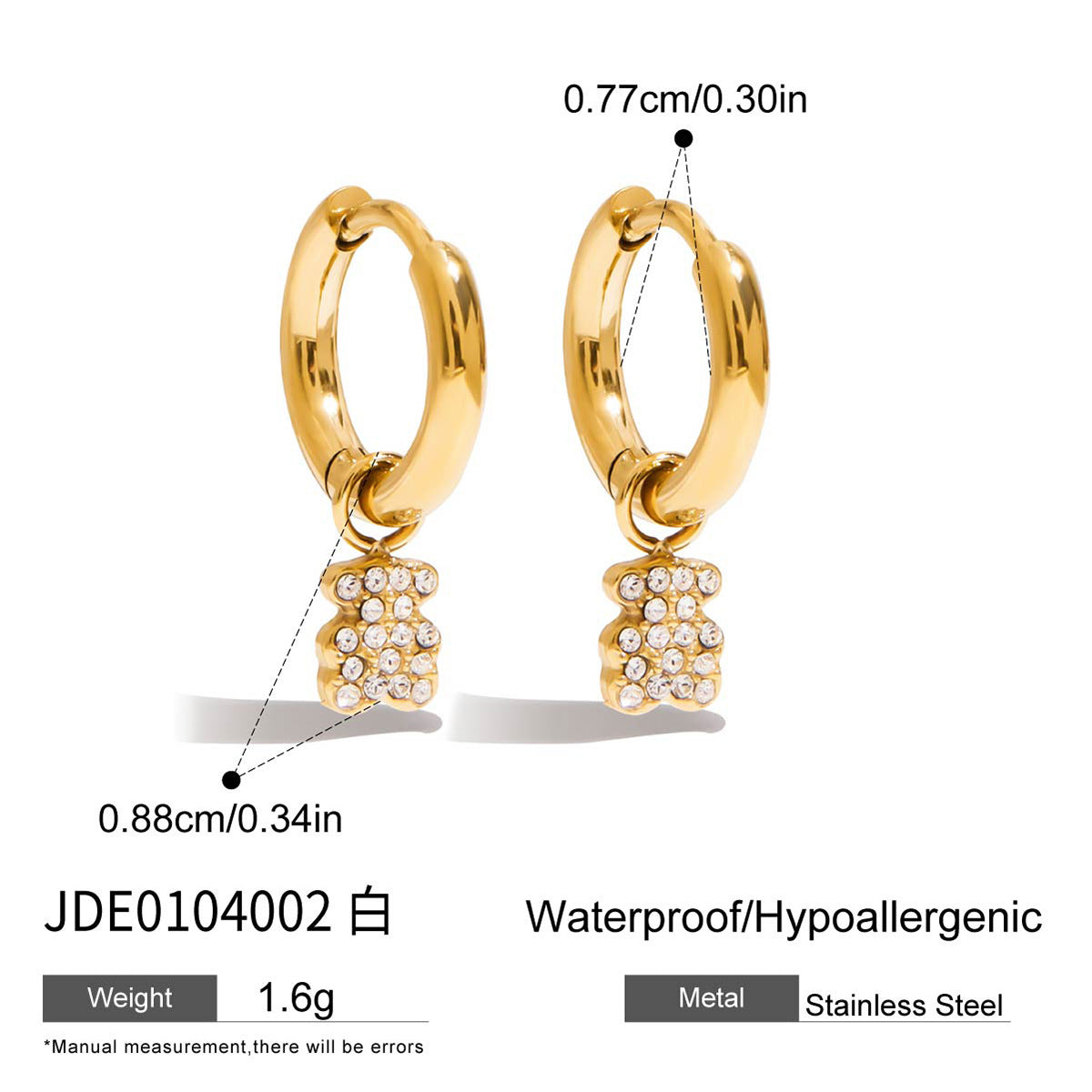 Stainless Steel Rhinestone Earrings Women's Earrings Non-Fading Earrings Jewelry