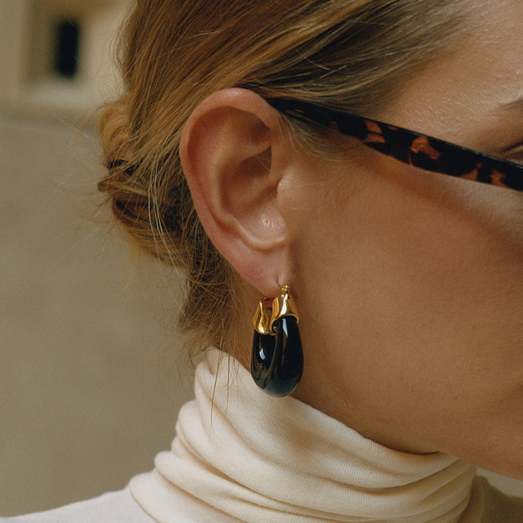 Autumn and Winter Resin Chubby Stainless Steel Earrings Hoop Jewelry for Women