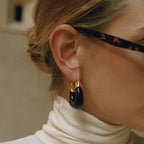 Autumn and Winter Resin Chubby Stainless Steel Earrings Hoop Jewelry for Women