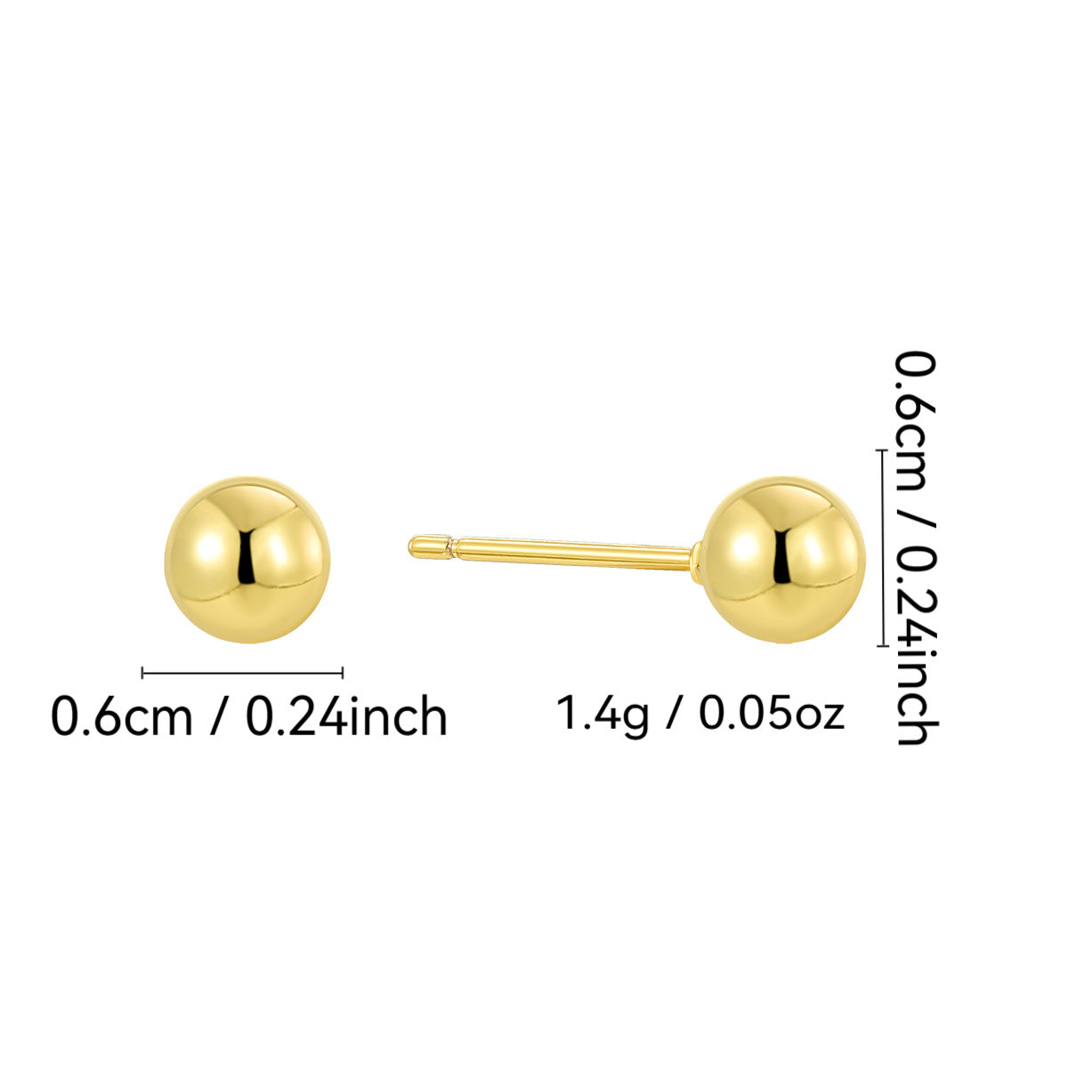 CYE0792 Copper plating18K Gold Round Bead Earrings Mini Simple Personality Ear Jewelry Ear Piercing Ear Studs Bean Ear Bone Studs