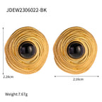 2H Stainless Steel18K Gold Stainless Steel Smooth Retro Simple Versatile Circle Earrings Jewelry