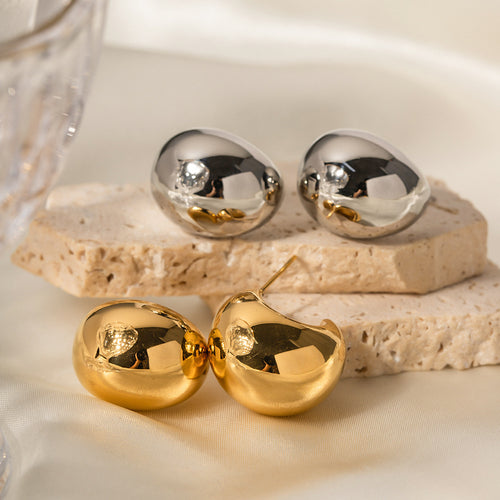 18K Gold-Plated Hollow C-Hoop Ball Earrings — product detail