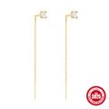 925 Sterling Silver Tassel Bowknot cubic zirconia Ear Thread Earrings — jewelry product photo 09 — jewelry finish and design detail