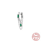 S925Pure Silver Geometric Tassel Chain Square Zircon Pendant Earrings Hoop Earrings New Earrings for Women