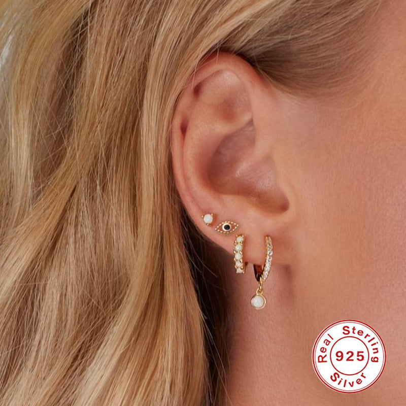 S925Pure Silver Bohemian Tassel Eye Piercing Jewelry Threaded Earrings Ear Bone Studs Ear Accessories for Women