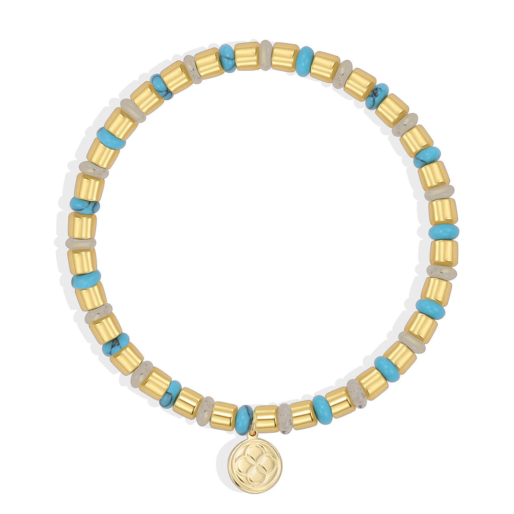 B0338 Simple Pendant Beaded Bracelet Vintage Blue Turquoise Jewelry Gift for Women