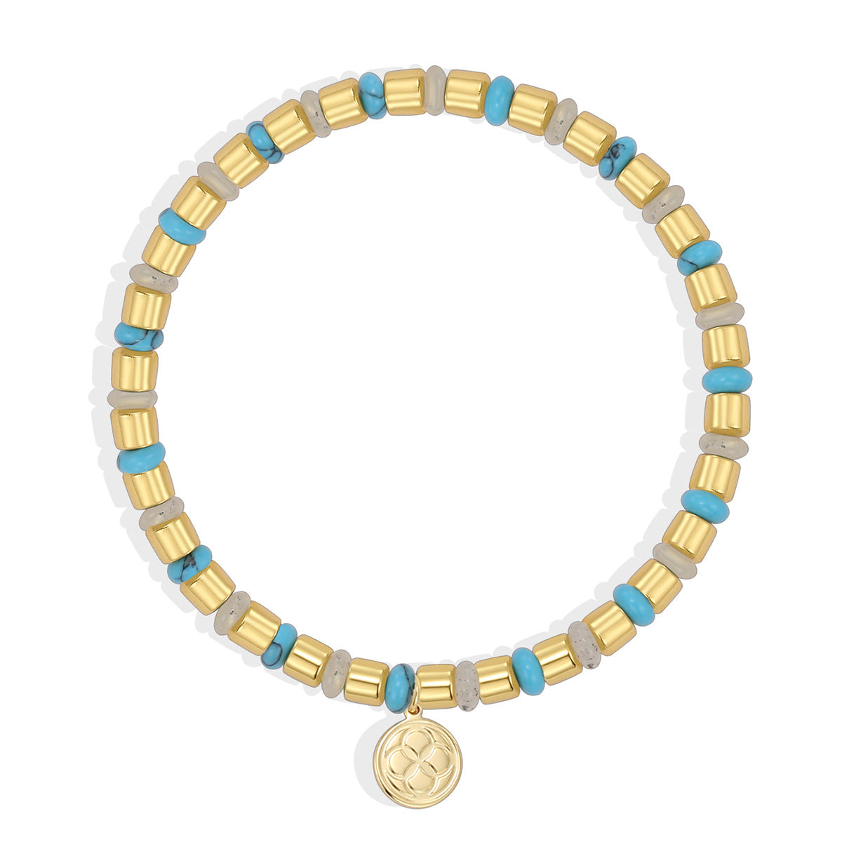 B0338 Simple Pendant Beaded Bracelet Vintage Blue Turquoise Jewelry Gift for Women