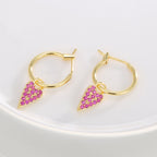 E0805 Design Sense Earrings for Women, Gold-Plated Heart with Purple Zircon Inlay