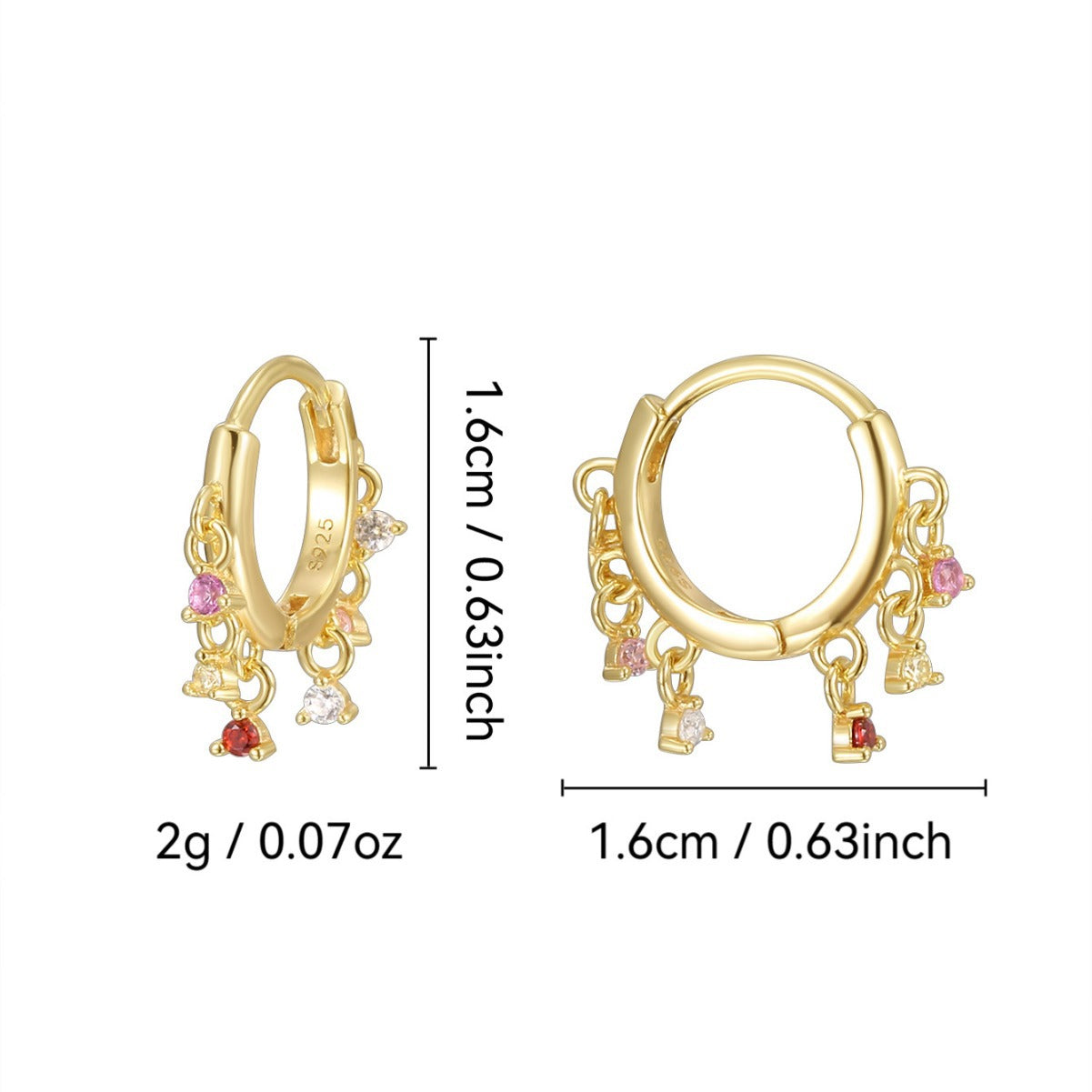 SE0245 S925Silver Ferris Wheel Hoop Earrings with Zircon Inlay Pure Silver Ear Jewelry