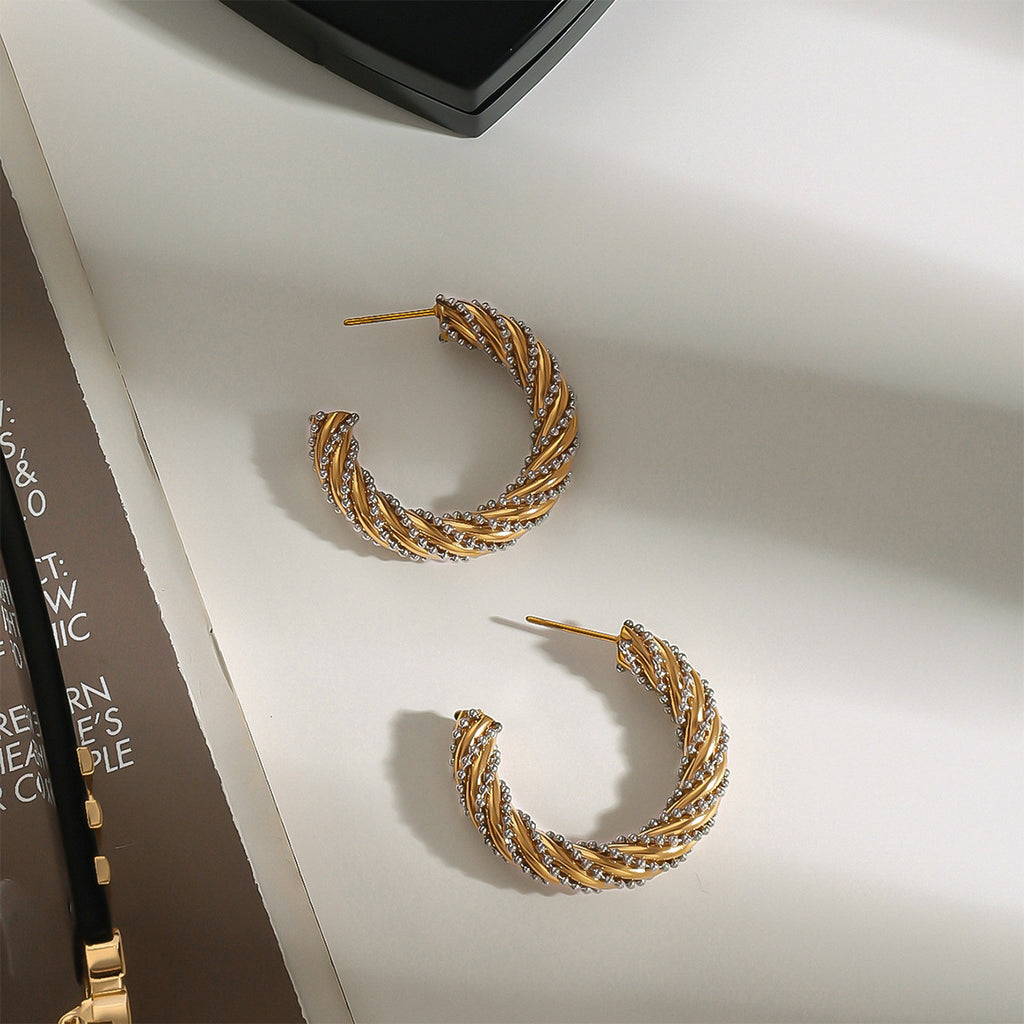 2H Stainless Steel Double C Earrings Studs Ear Jewelry earrings