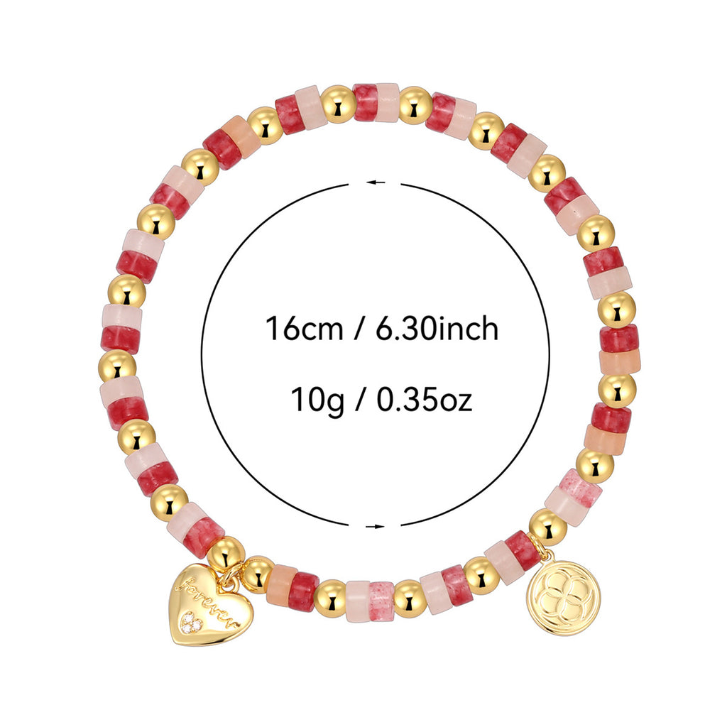 B0334 Love Zircon Romantic Beaded Chalcedony Bracelet