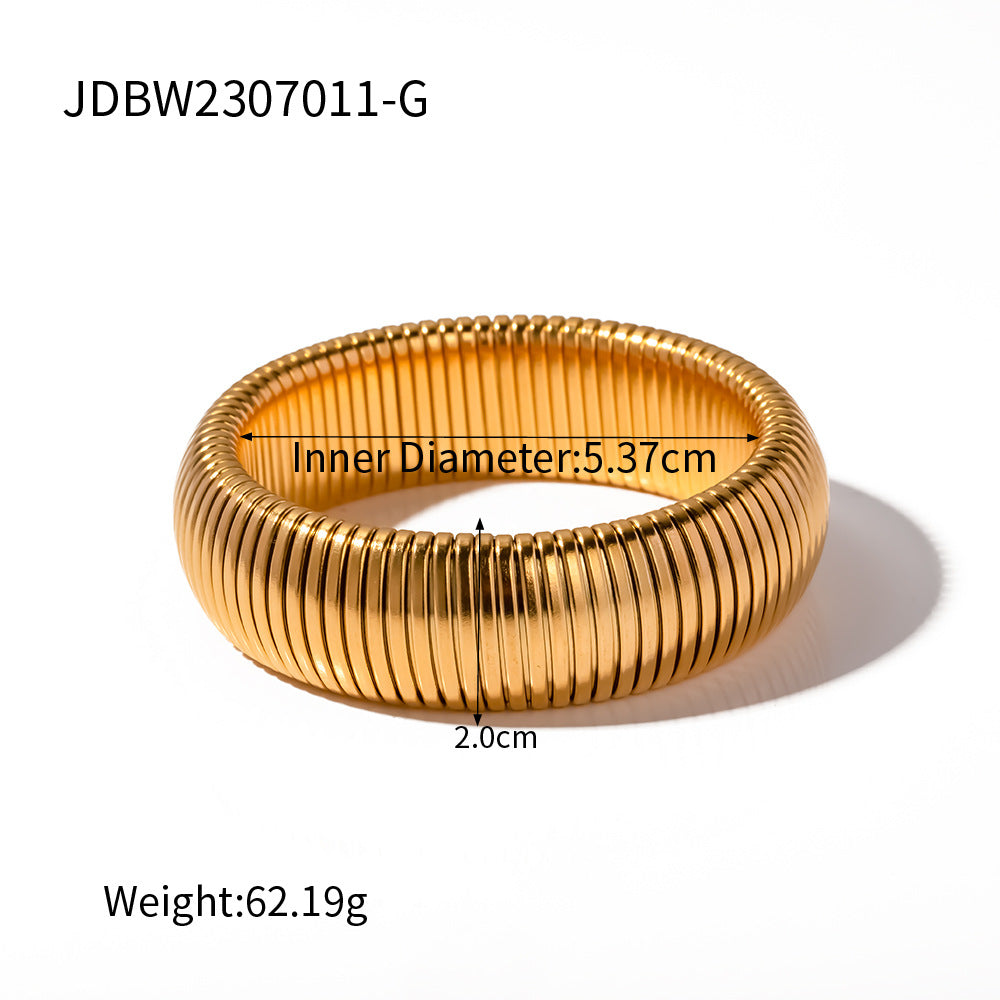 18K Gold Stainless Steel Ancient Method Plain Circle Bracelet for Women Non-Fading Jewelry Stainless Steel