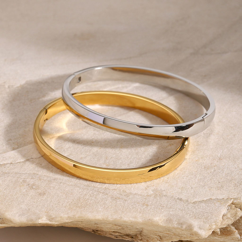 Stainless Steel Plain Ring Bracelet Smooth Clasp Bangle Bracelet
