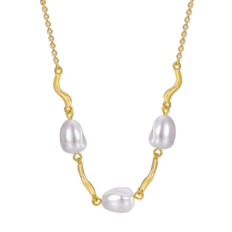 N0168 Fashion o Word Chain Necklace Female Brass Gold Plated Shell Bead Choker