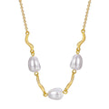 Gold-Plated Brass Shell Pearl Necklace styled for independent jewelry boutiques