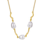 N0168 Fashion o Word Chain Necklace Female Brass Gold Plated Shell Bead Choker