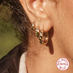 S925Pure Silver Classic Inlaid Diamond Five-Pointed Star Eight-Pointed Star Hoop Earrings Ear Clips Ear Jewelry Hot-Selling High-End Earrings