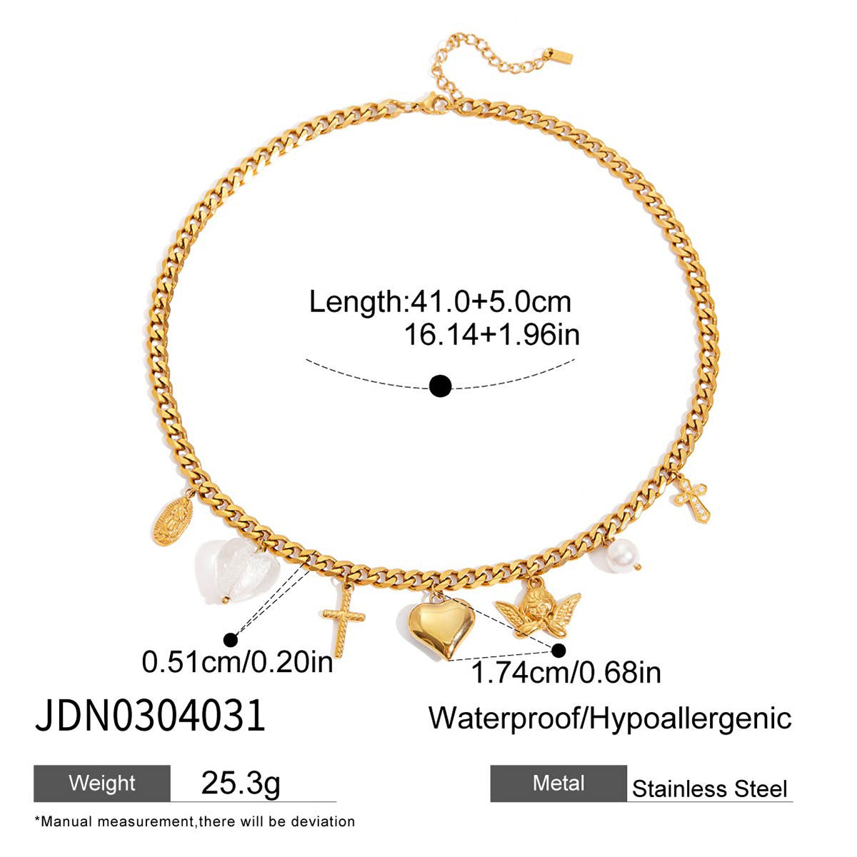 Stainless Steel Heart Necklace Collarbone Chain Jewelry Non-Fading