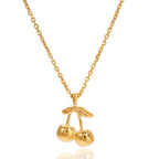 2H Cherry Necklace Accessories Women's Collarbone Chain18k Stainless Steel Jewelry
