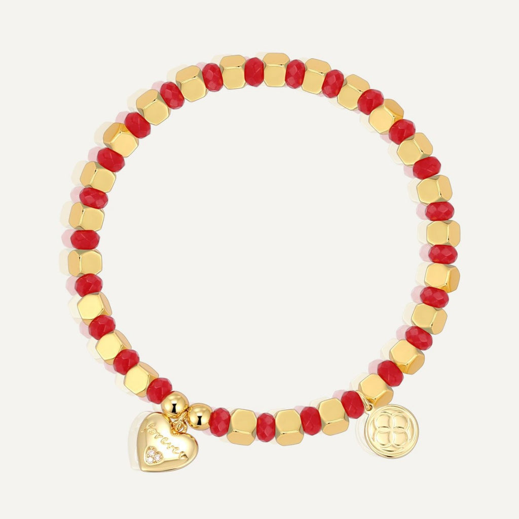 B0260 Love Engraved Zircon Beaded Design Lucky Bracelet