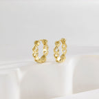 SE0263 S925Silver Simple Hollow Heart Earrings Plated14k Gold Ear Studs