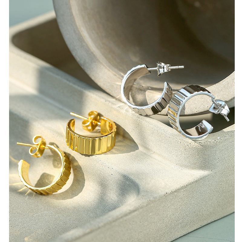 Copper plating14K Gold Earrings925Silver Needle Minimalist Gear Stud Earrings New Dropshipping