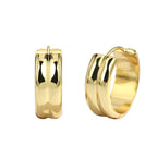 E0212 Brass Plated18K Real Gold Glossy Double Layer Earrings for Women Wide Circle Hoop Earrings