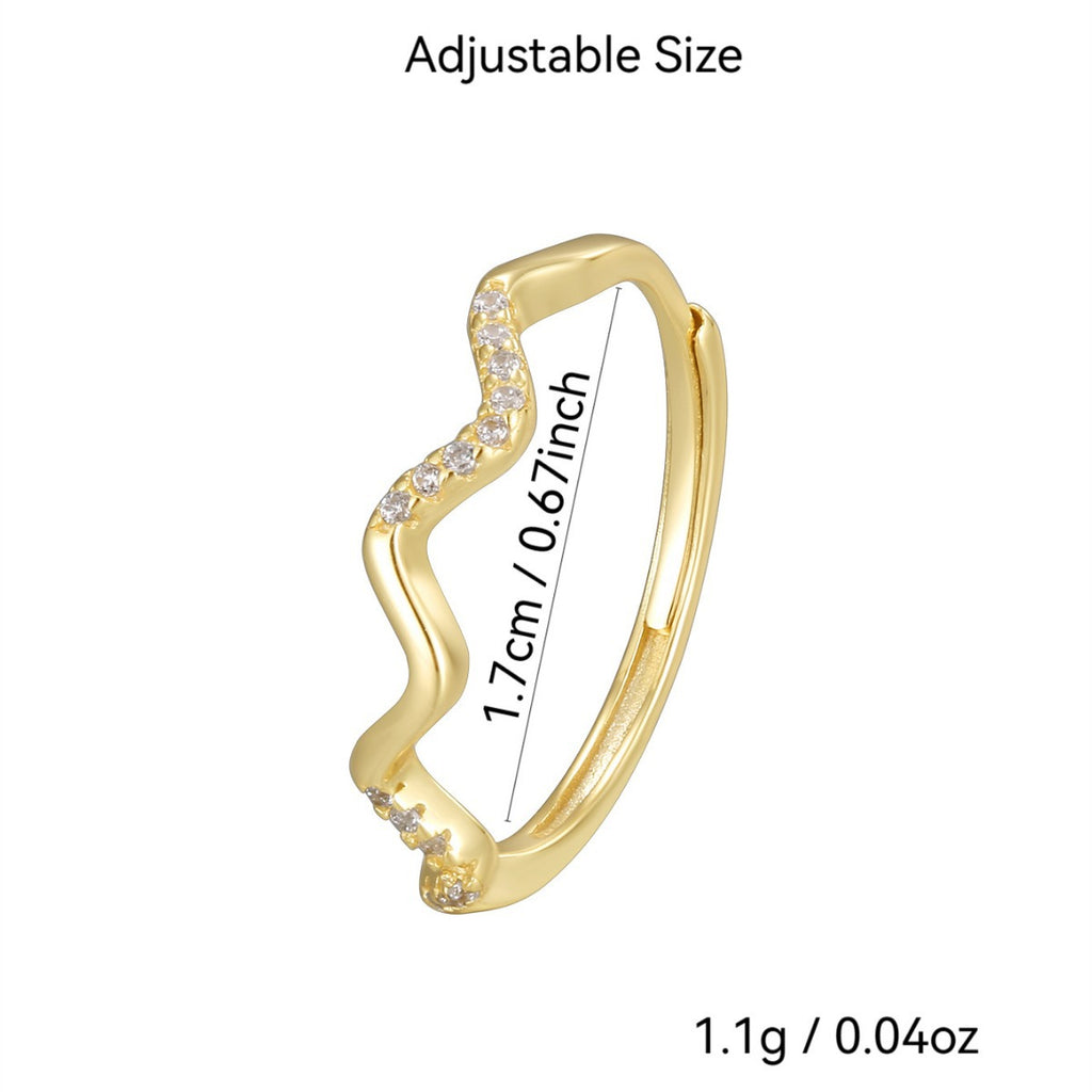 SR0033 S925Silver Wave Micro Pave Zirconia Ring Design Sense