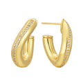 Gold-Plated Brass Twisted Asymmetric CZ Earrings with gold-tone brass construction