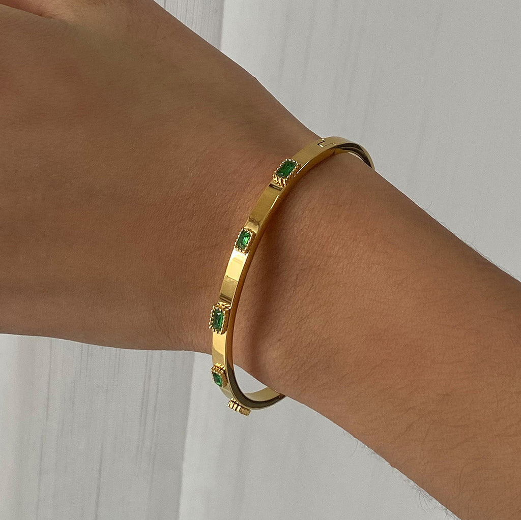 2H Stainless Steel Green Zircon Bracelet High Version Buckle Bracelet bracelet