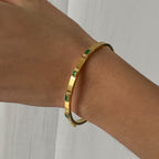 2H Stainless Steel Green Zircon Bracelet High Version Buckle Bracelet bracelet