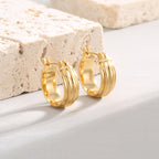 E0251 Three-layer Glossy Gold-plated Earrings for Women, Simple and Lazy Style Design Earrings