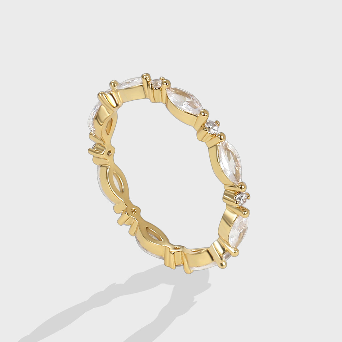 R0259 Hot Selling Fashion Geometric Horse Eye Zircon Ring for Women Direct from Manufacturer