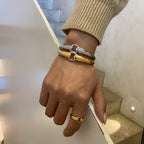 2H Stainless Steel Color Block Earrings Open Bracelet Ear Jewelry Accessories ring