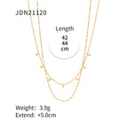 Classic and Simple Necklace Jewelry18K Gold-plated Stainless Steel Double-layer Tassel Sequin Bead Chain Necklace for Women