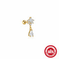 Crystal Chain Tassel 925 Sterling Silver Stud Earrings — wearable scale detail — jewelry finish and design detail