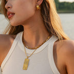 2H New Style Necklace 18K Gold Stainless Steel Threaded Rectangle Pendant Necklace Necklace Women's Jewelry