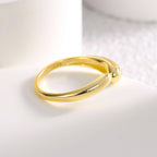 R0464 Fashion Minimalist Smooth Ring for Women Copper Plated with Real Gold Cool Open Adjustable Ring