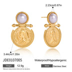 Coin Resin Pearl Pendant Necklace Accessories Female Clavicle Chain Stainless Steel Jewelry